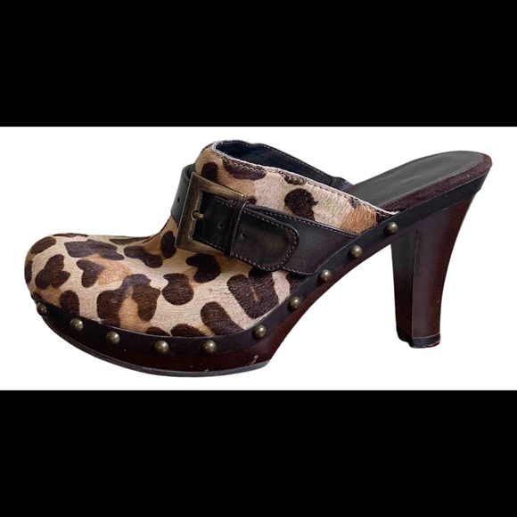 Pony hair Leopard Mules - Picture 1 of 5
